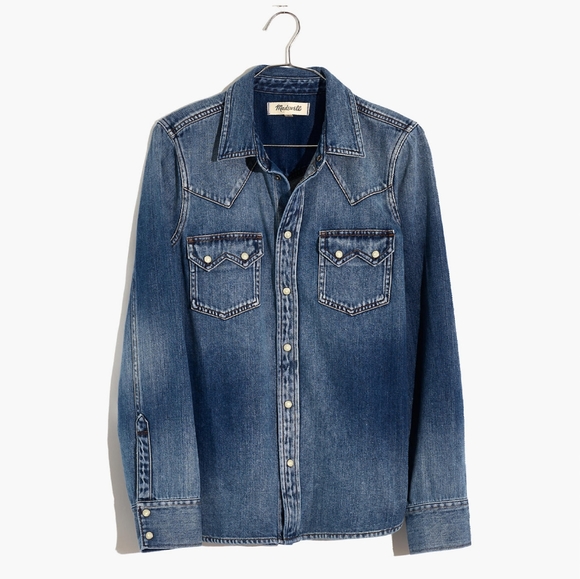 Madewell Pearl Snap Denim Shirt - Picture 2 of 8